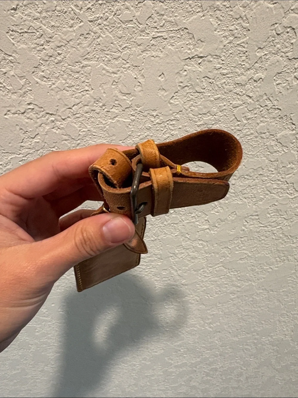 Louis Vuitton Tan Leather Luggage Tag with Strap